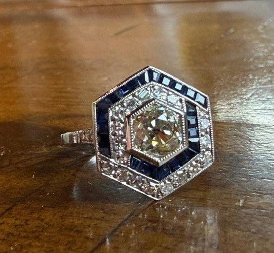 .97ct K-L VS Old Mine Diamond Platinum Handmade Ring
