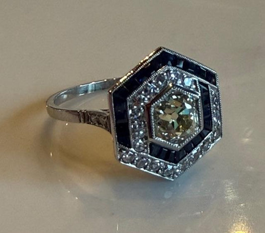 .97ct K-L VS Old Mine Diamond Platinum Handmade Ring