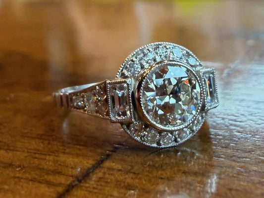 .85ct VS I-J Old European Cut Diamond PT Ring