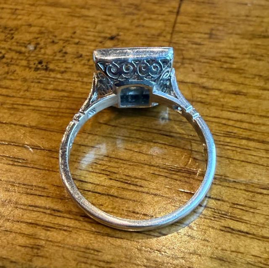 .64ct G-H VS French-cut Diamonds 1ct Square-cut Sapphires PT Handmade Ring