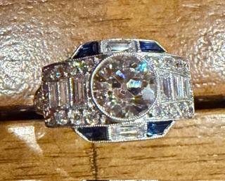 1.49ct (I-J VS2) Old European Cut Diamond Platinum Handmade Ring