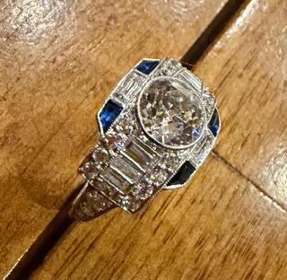1.49ct (I-J VS2) Old European Cut Diamond Platinum Handmade Ring