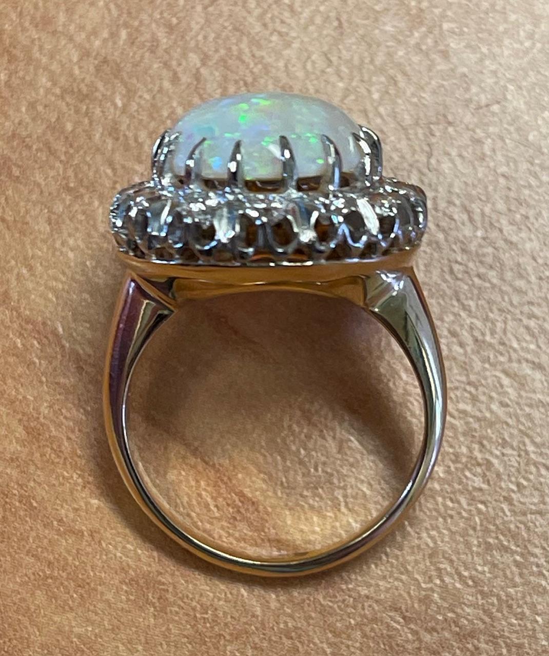 Original 5.50ct Opal 1.50ct Diamond 14KY Ring (Vintage 1950s)