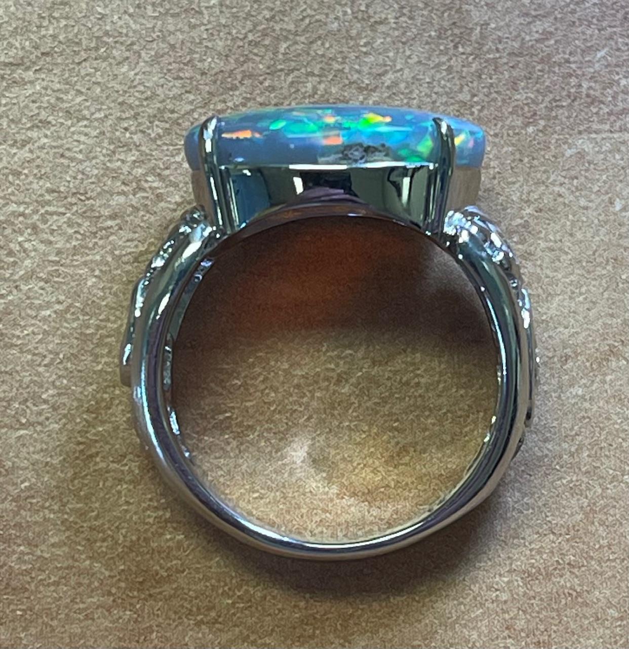 6.71ct Semi Black Australian Opal .12ct Diamond