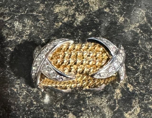 Tiffany & Company Schlumberger 1.30ct (52 Diamond) 18K+Platinum X Love Ring 6.50