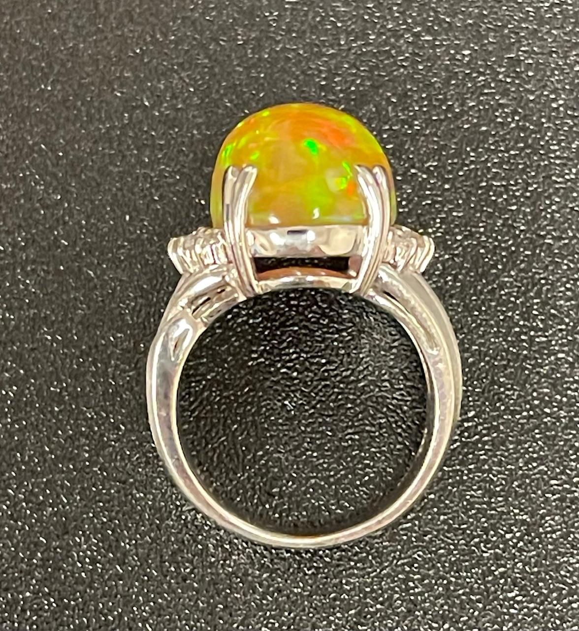 8.35ct Opal .27ct Diamond Platinum Ring