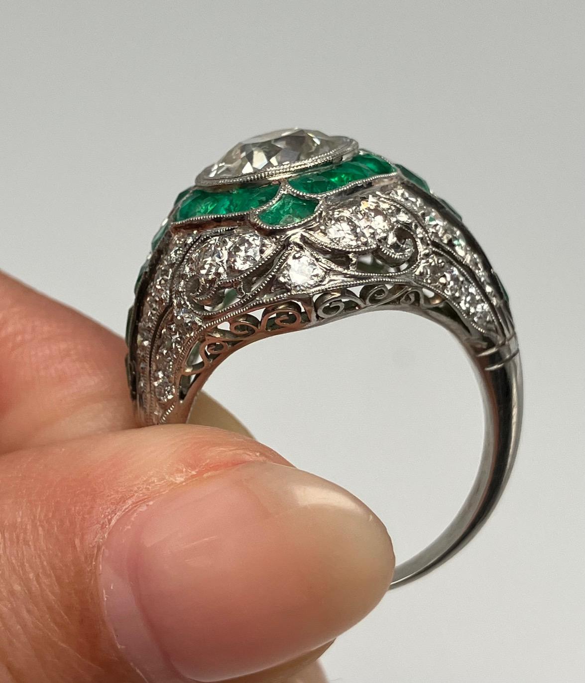 2.01ct N SI1 GIA Old European Cut Center Diamond Platinum Handmade Ring