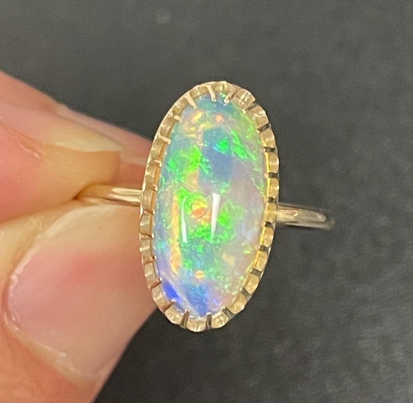 3.60ct Australian Jelly Opal 14KY Ring