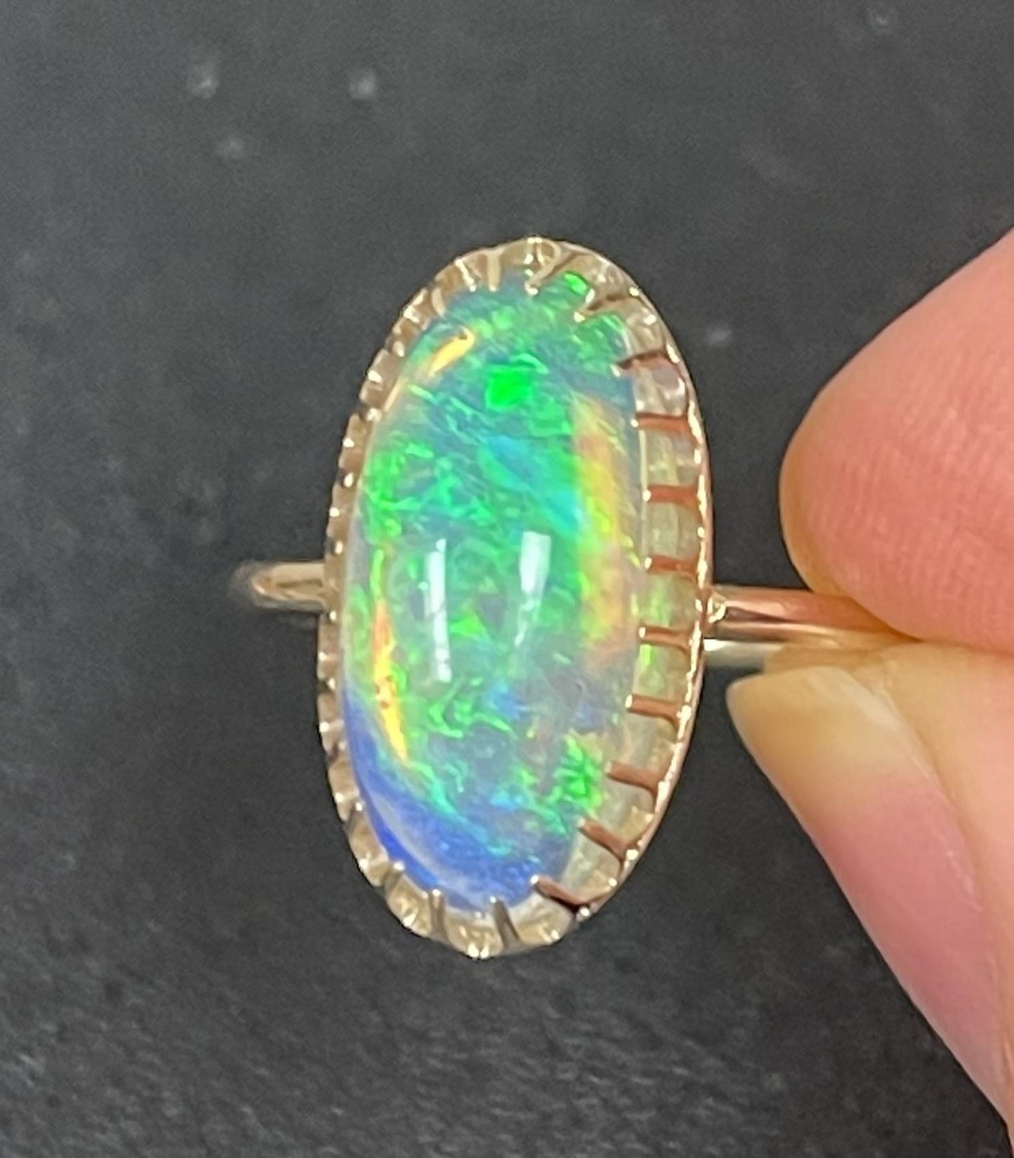 3.60ct Australian Jelly Opal 14KY Ring