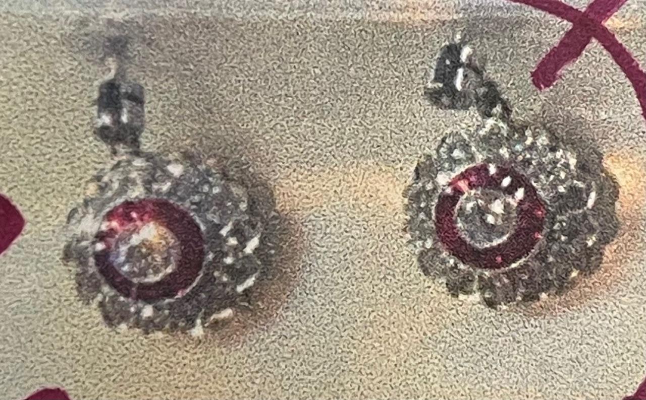 PL Diamond & Ruby Earrings 0.42ct(dia) 0.46ct twt(rby) 1.10ct(s dia) ESTATE