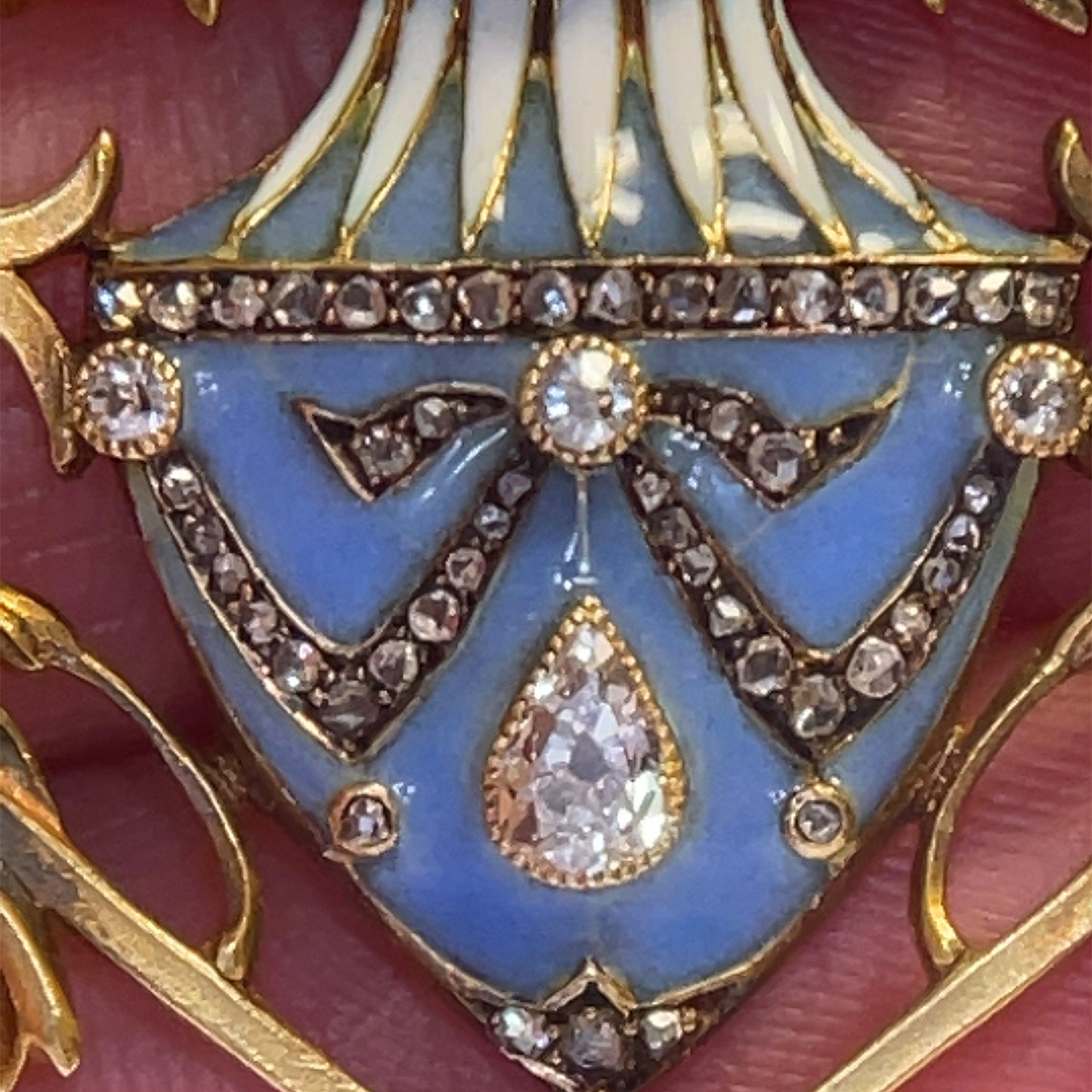 Lucien Gautrait Art Nouveau Plique A Jour Natural Pearl Enamel Diamond Pendant