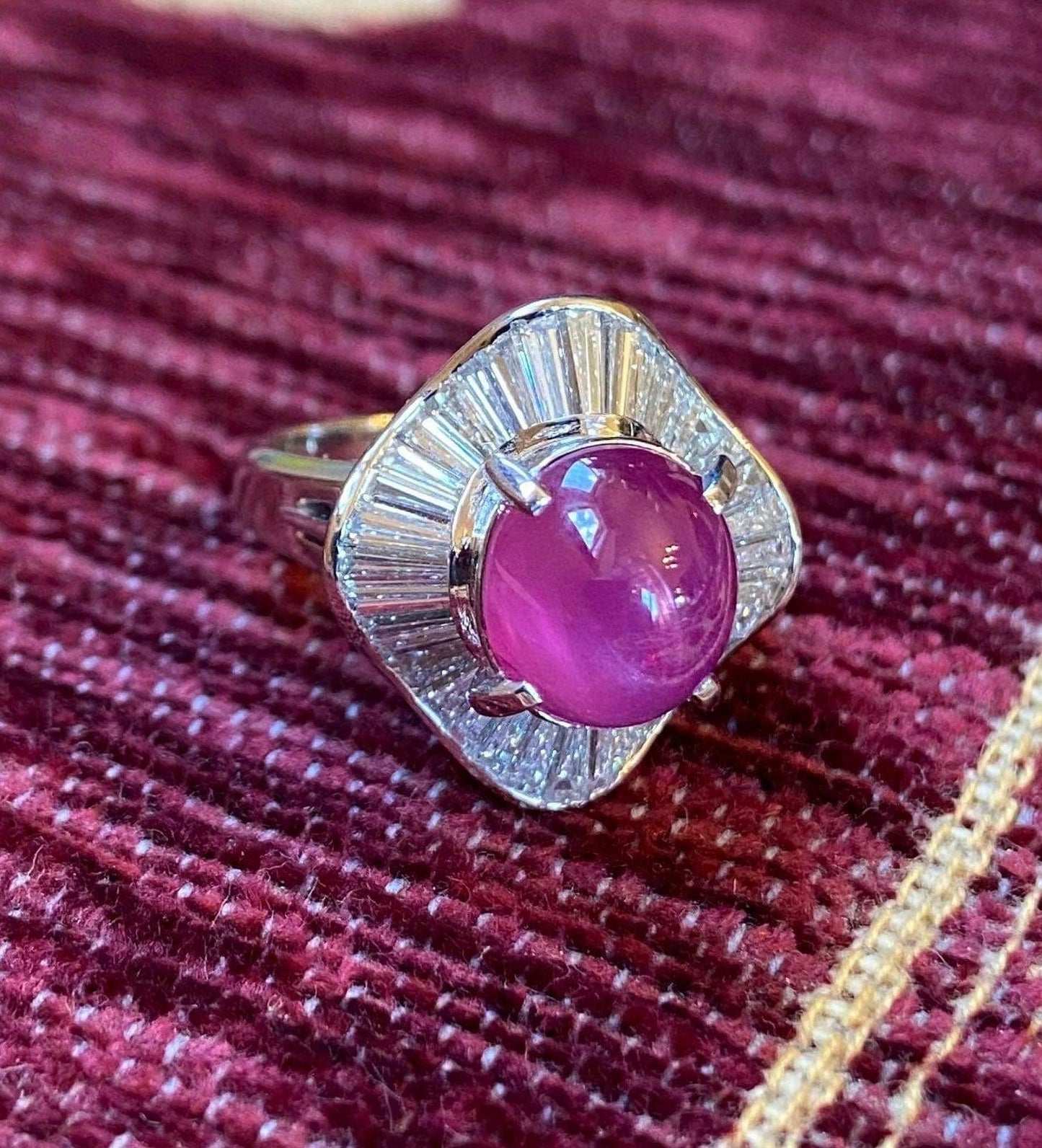 No Heat Burma 6.58ct GIA Natural Star Cabochon Sapphire 1.86ct Diamond Platinum