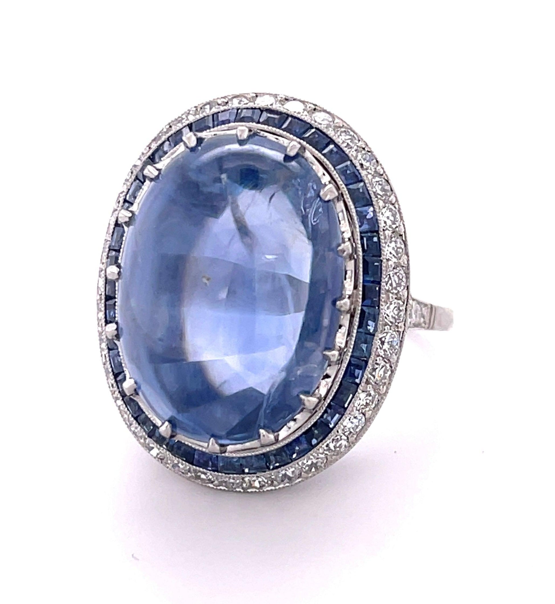 No Heat Cabochon Sapphire 27.04ct Ring