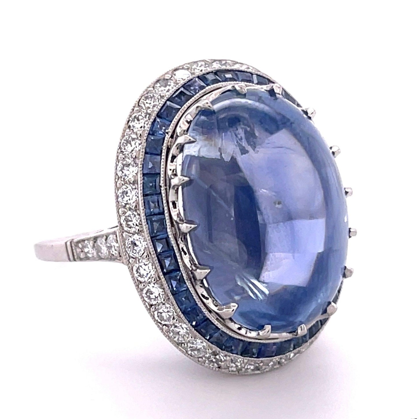 No Heat Cabochon Sapphire 27.04ct Ring