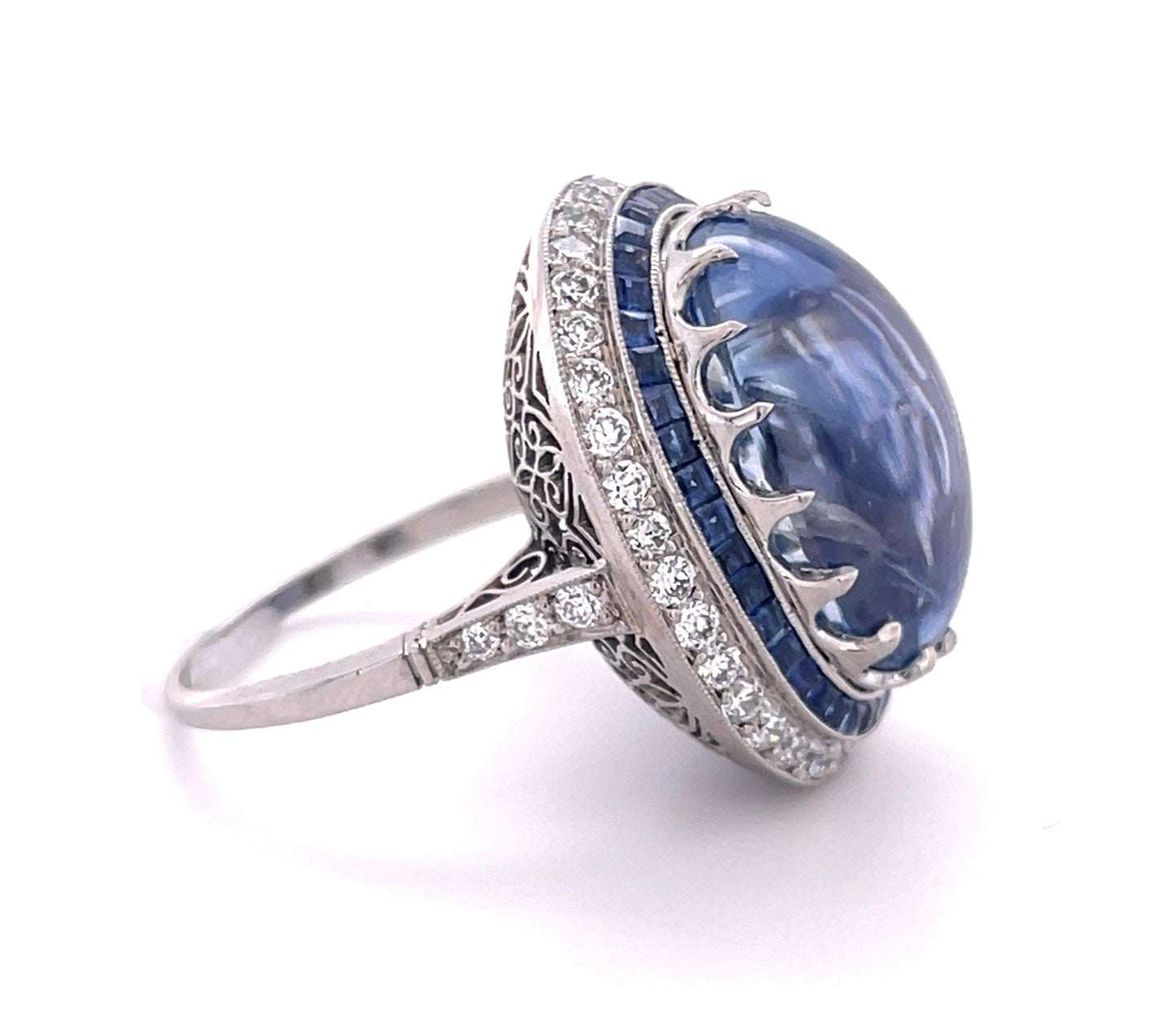 No Heat Cabochon Sapphire 27.04ct Ring