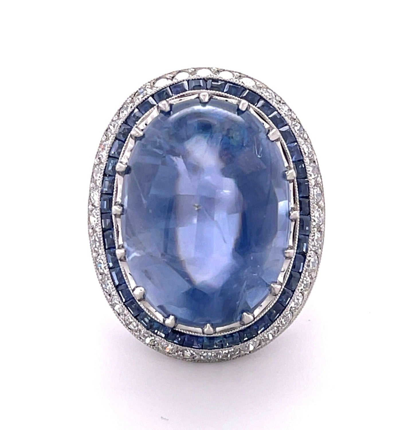 No Heat Cabochon Sapphire 27.04ct Ring