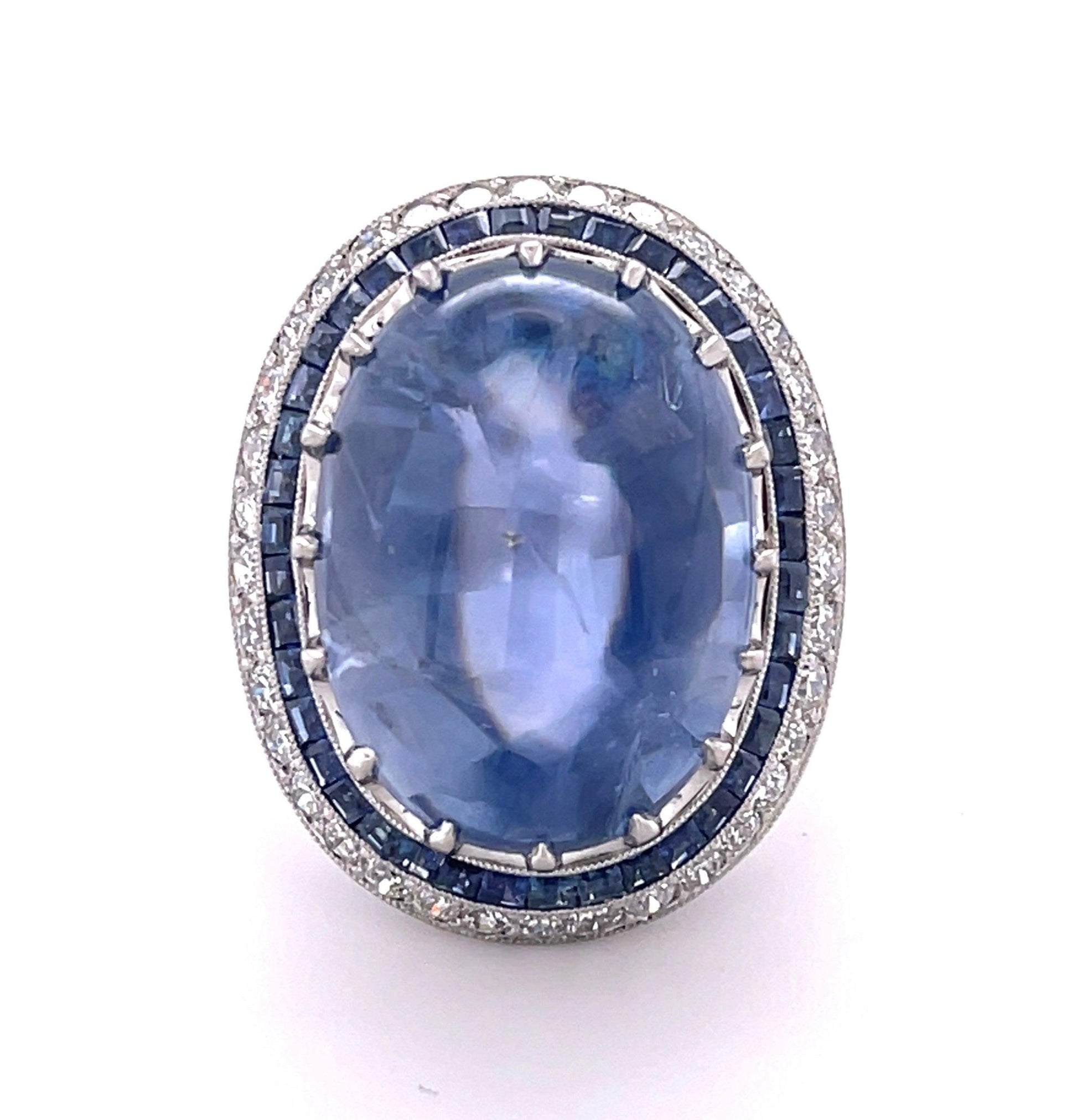 No Heat Cabochon Sapphire 27.04ct Ring
