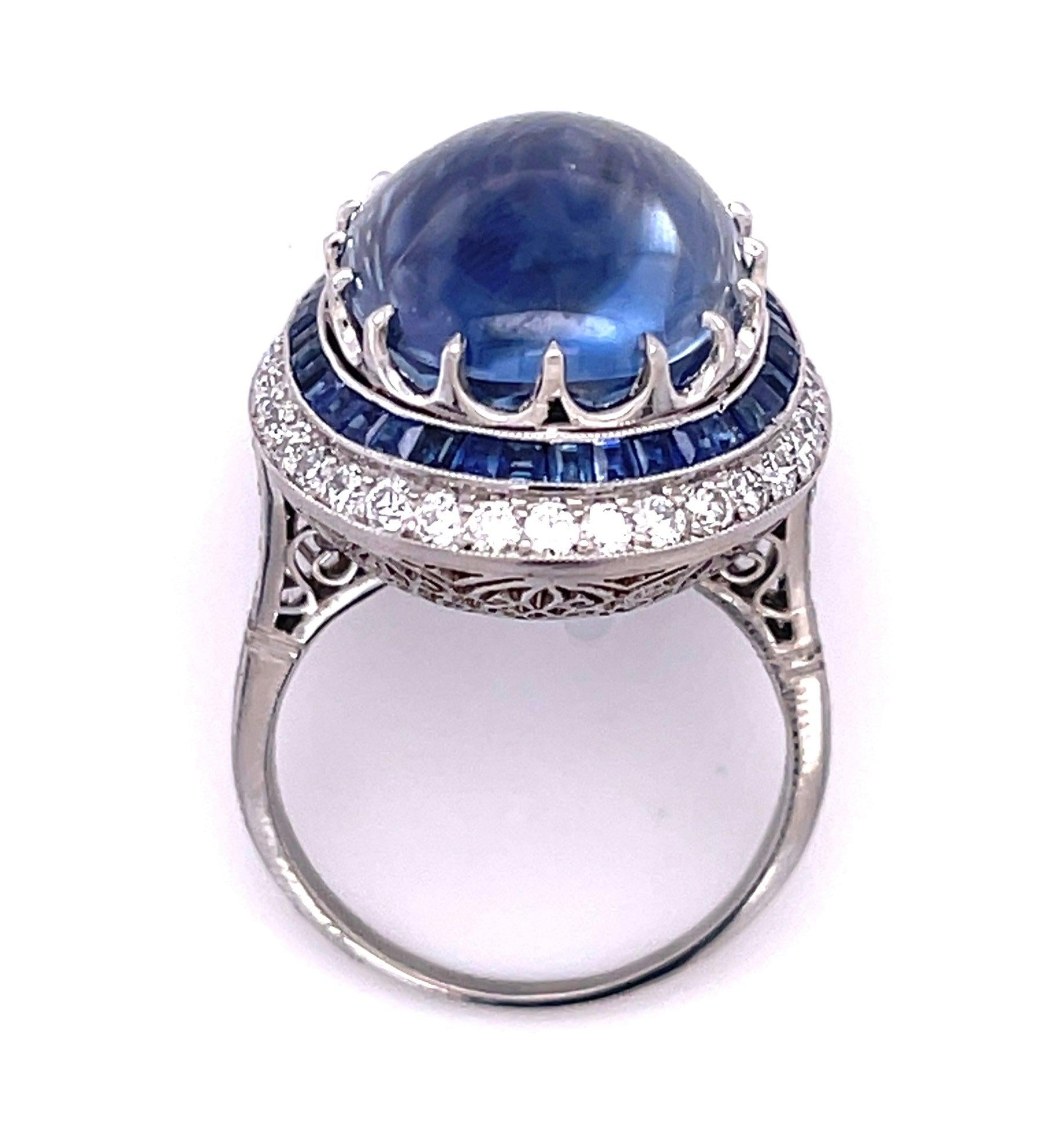 No Heat Cabochon Sapphire 27.04ct Ring