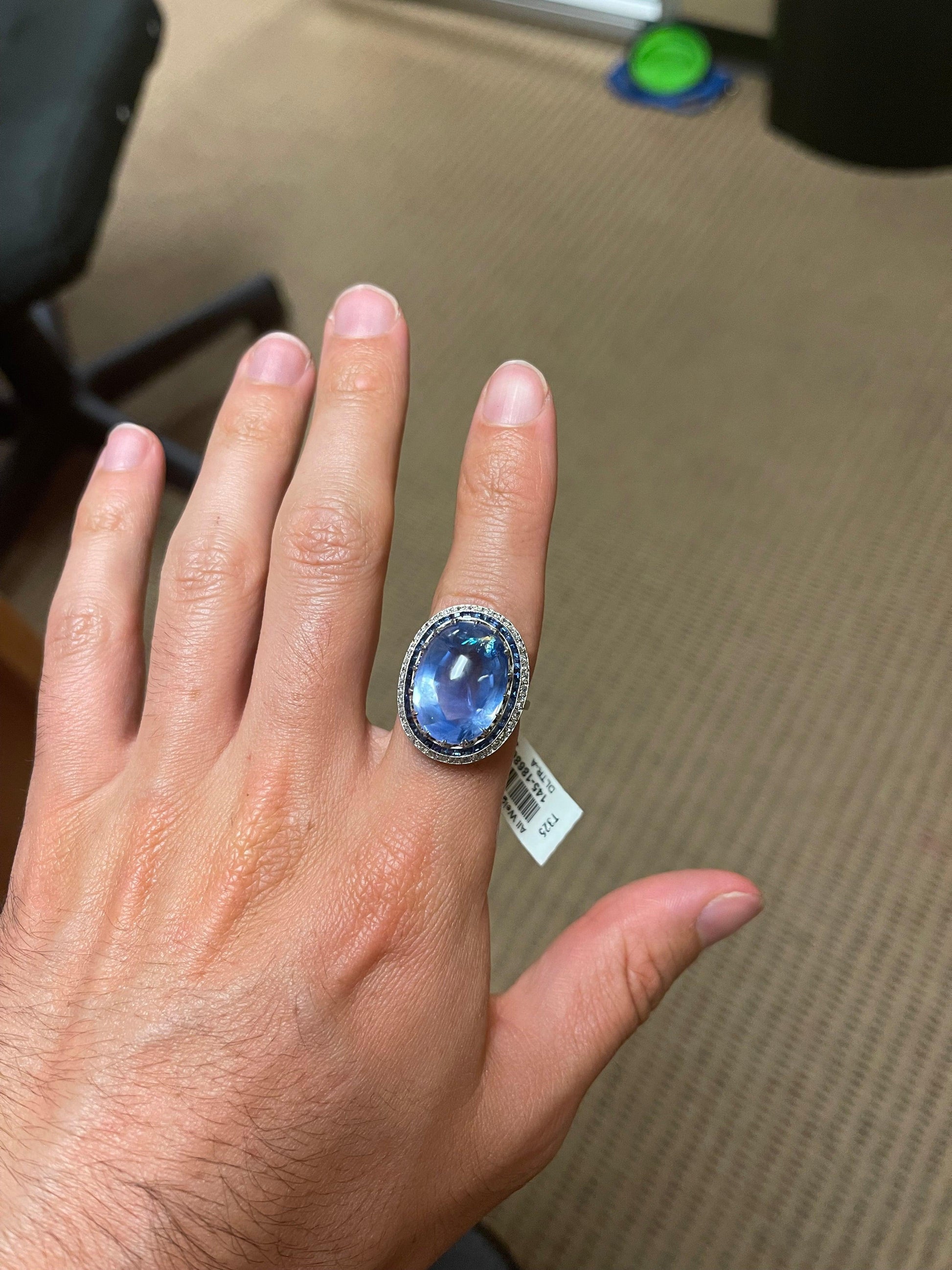No Heat Cabochon Sapphire 27.04ct Ring