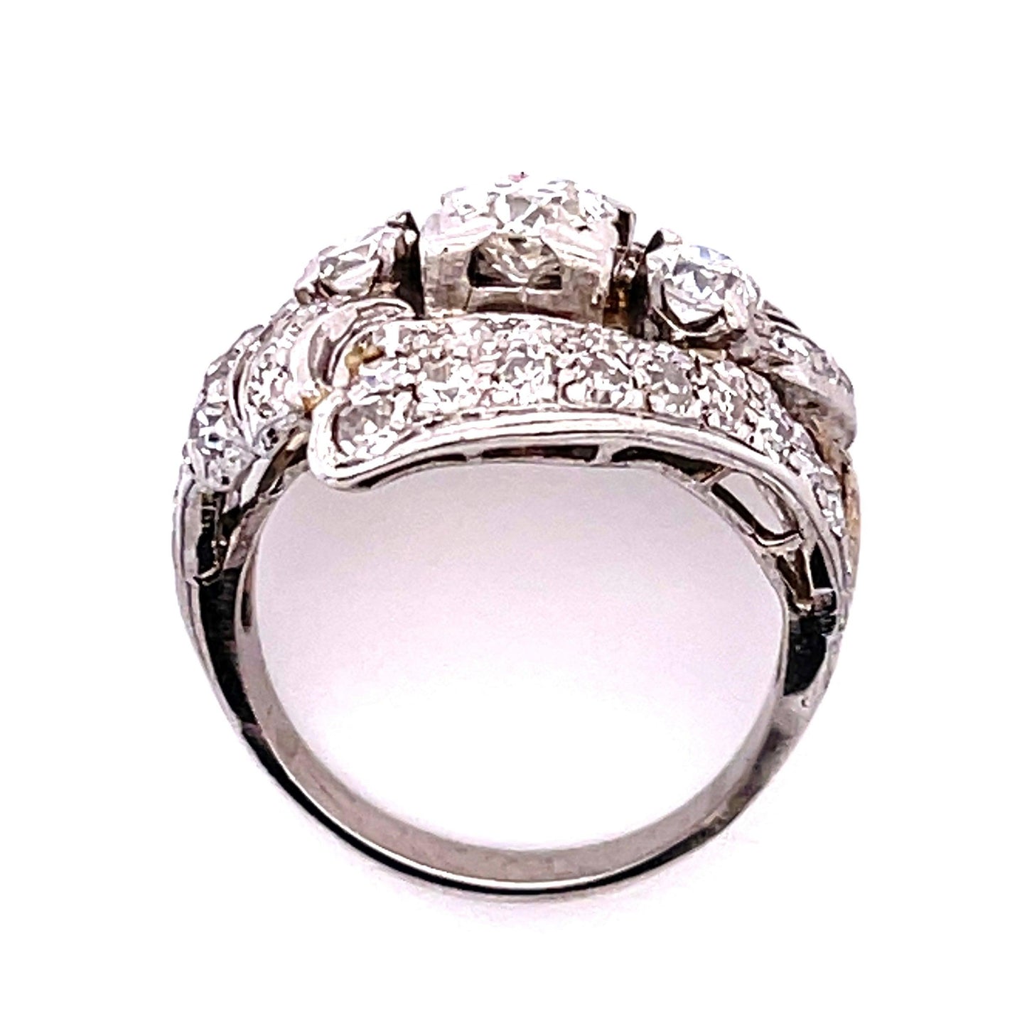 Art Deco Ring (Late 1930s) PT Ring Old European Cut Diamonds 1.10ct CD 2.20ct SD