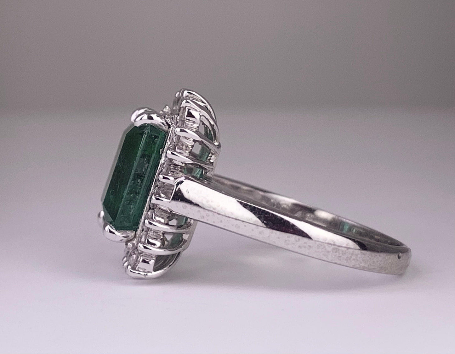 Platinum Emerald 3.72ct and Diamond Ring