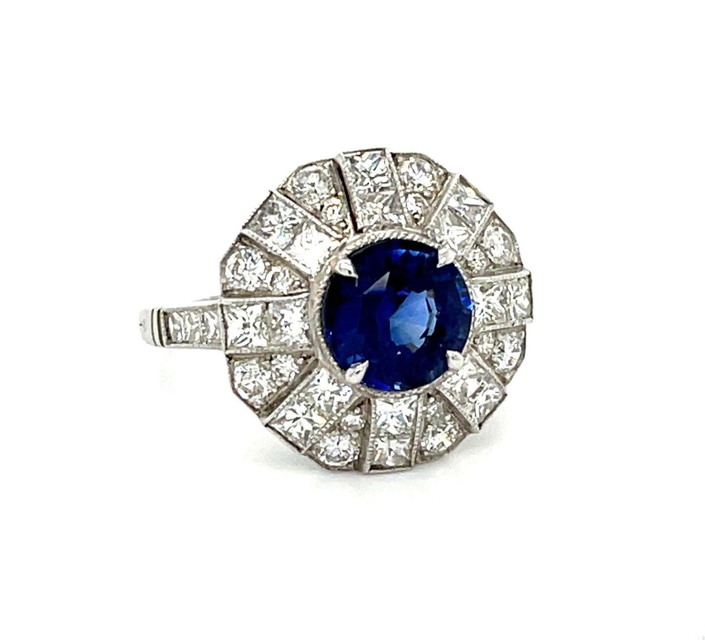 Platinum Sapphire 2.48ct and Diamond Ring