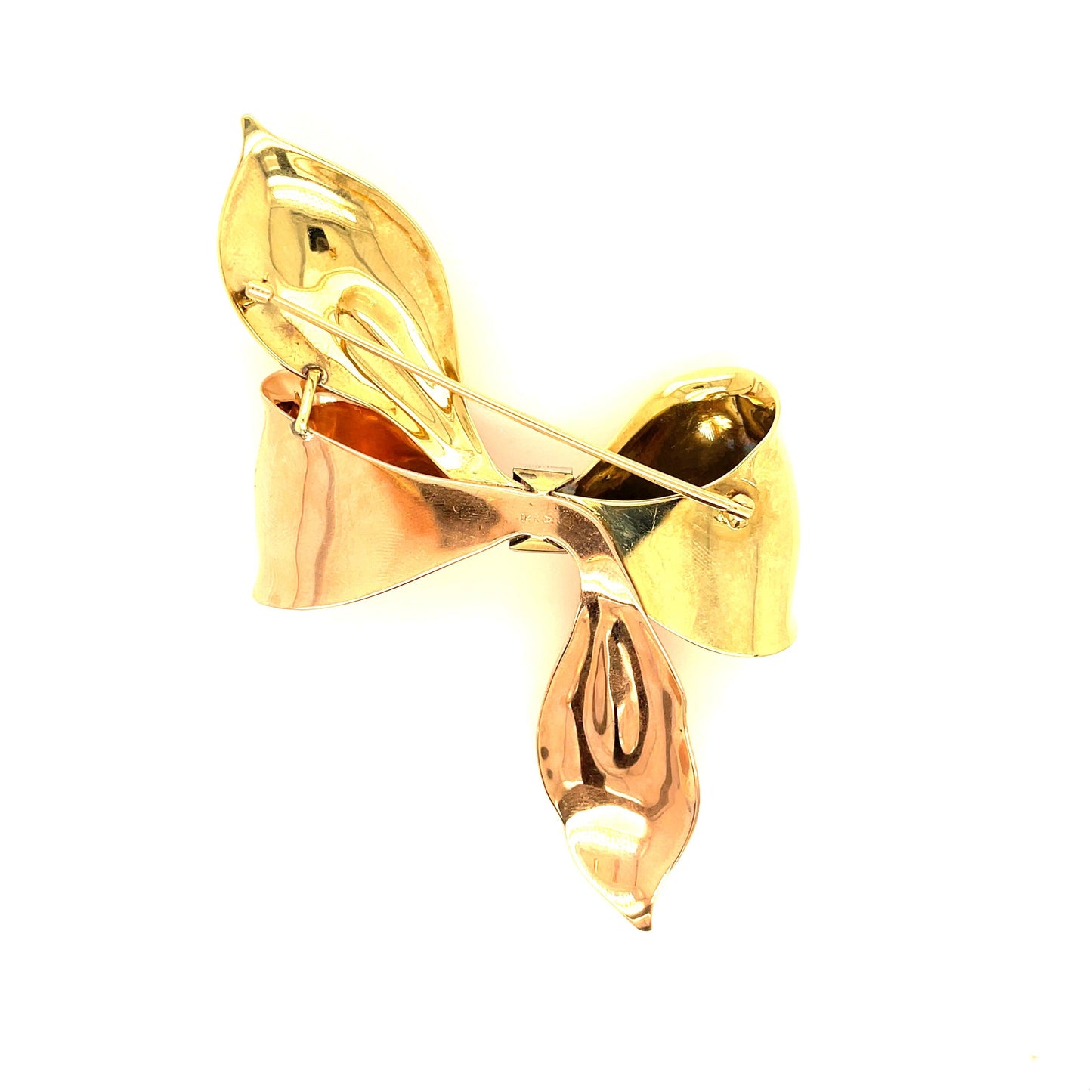Retro 14KY & Green Gold Bow Brooch