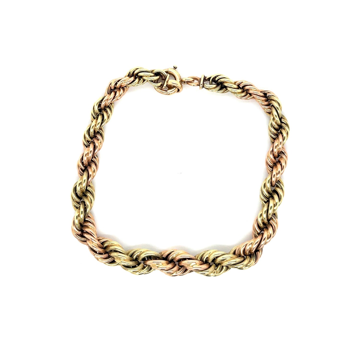 Retro (Circa 1940s) All Original 14KY Rose and Green Gold Graduated French Rope