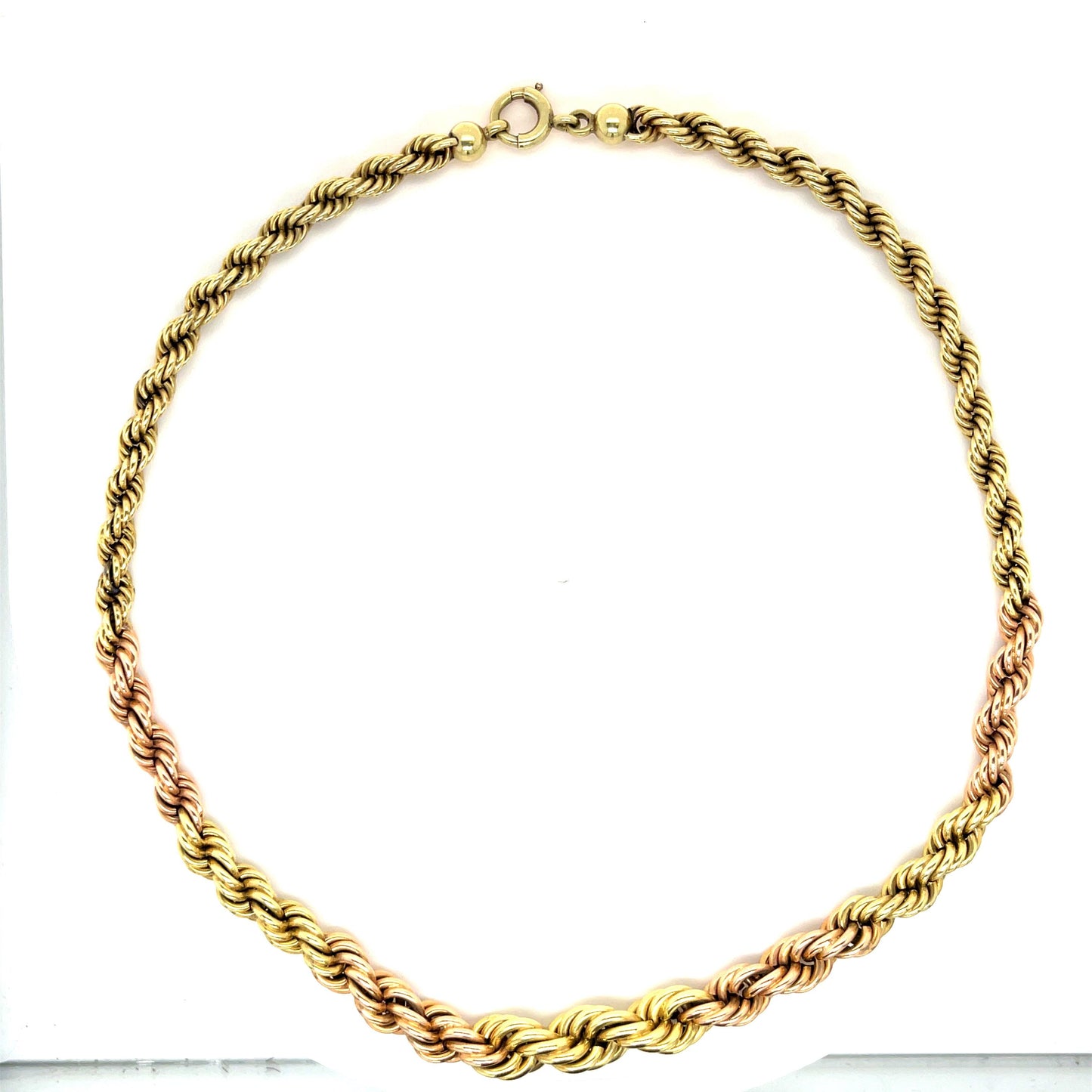 Retro (Circa 1940s) All Original 14KY Rose and Green Gold Graduated French Rope