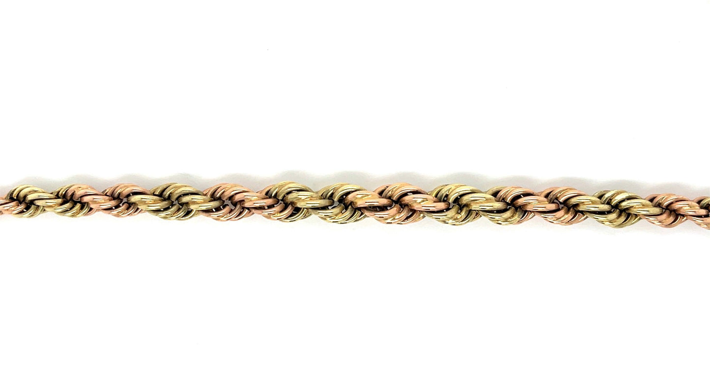 Retro (Circa 1940s) All Original 14KY Rose and Green Gold Graduated French Rope