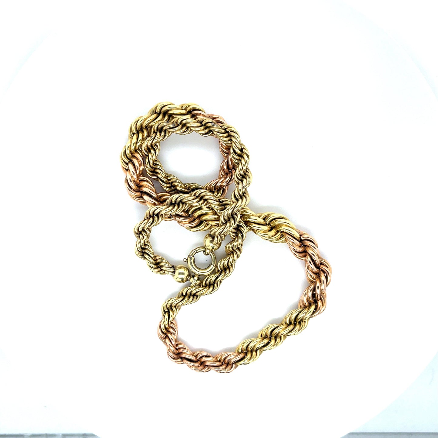 Retro (Circa 1940s) All Original 14KY Rose and Green Gold Graduated French Rope