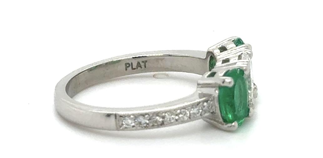 1.11ct Emerald .50ct Dia PT Ring .16ct SD 5.70g 6.5 Size GIA 624267480