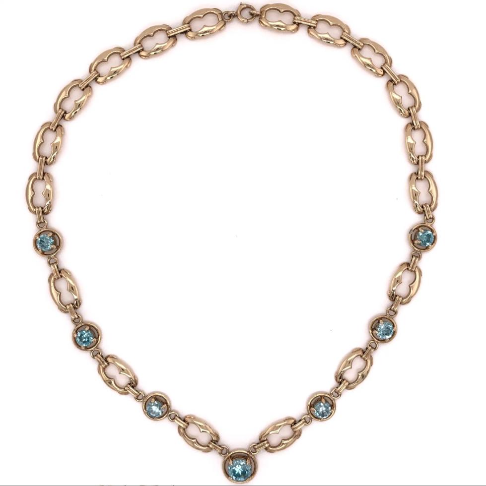 Retro 12ct Zircon 14KY Necklace (Vintage 1940s)