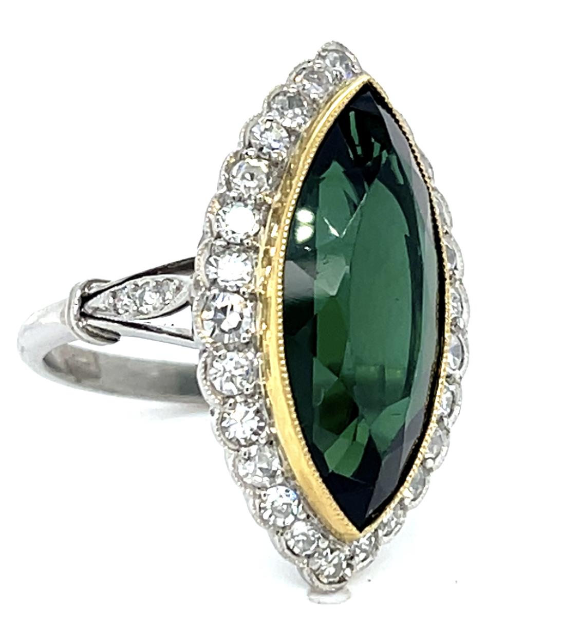 7ct Tourmaline 1.15ct Diamond Platinum Handmade Ring