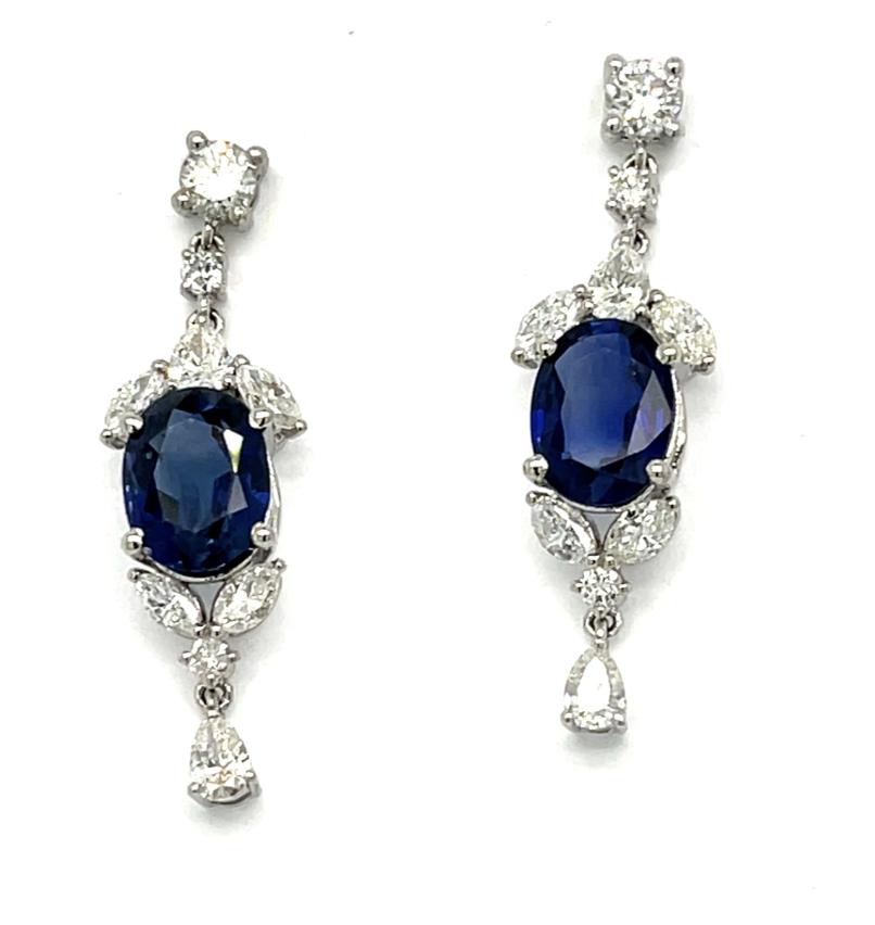 2.80ct Sapphire 1.24ct Diamond Platinum Earrings