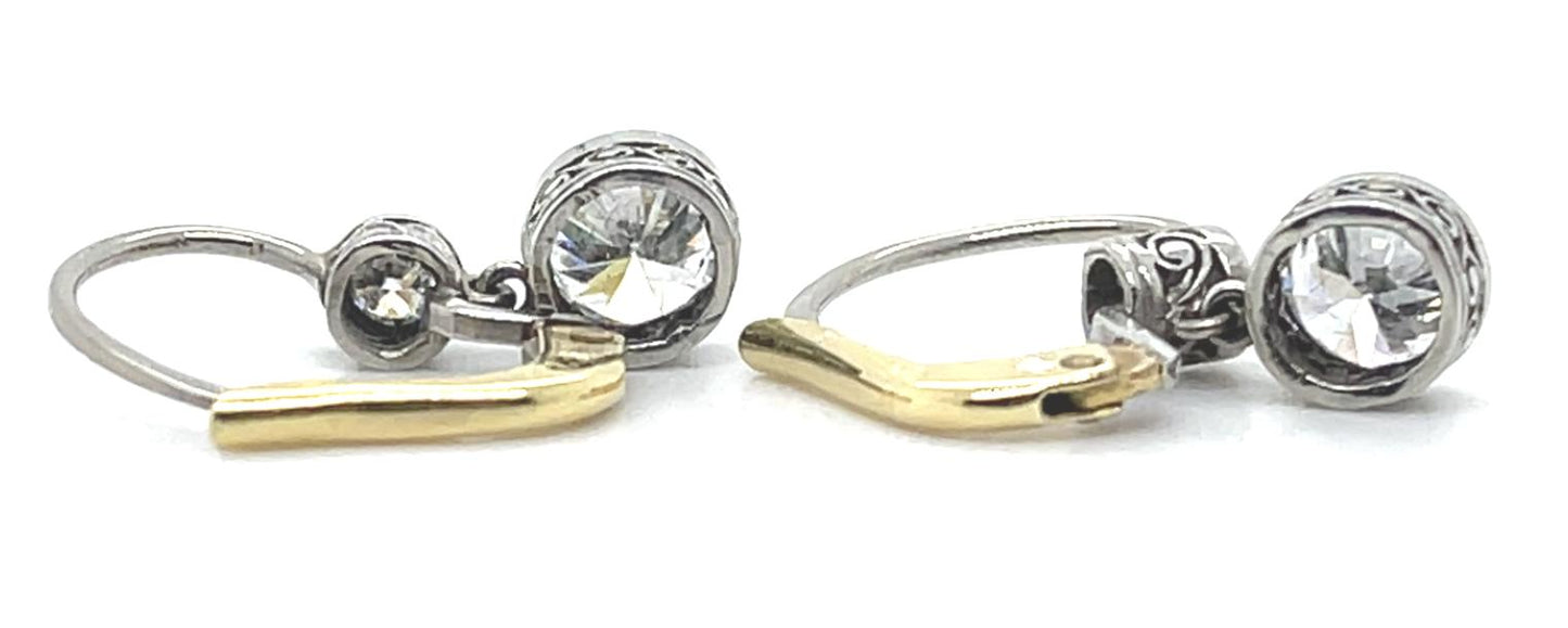 1.31ct Center Diamond Exact PT+18K Earrings