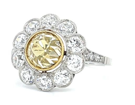 1.64ct Exact Weight Diamond 1.60ct SD Platinum Fancy Yellow Ring