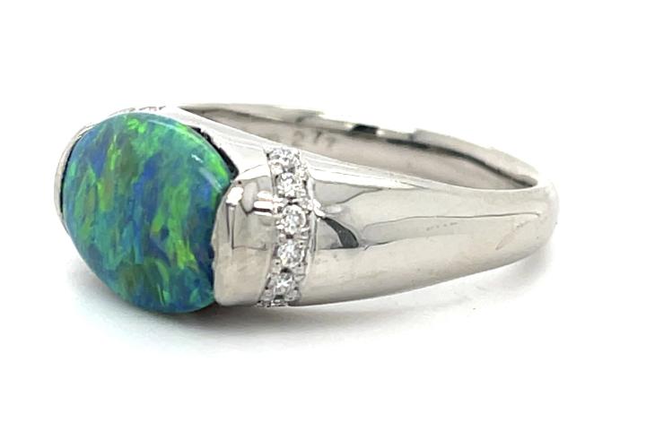 2.77ct Black Australian Opal Platinum Ring
