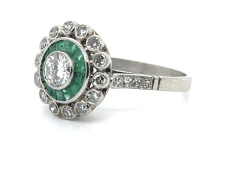 .38ct Center Diamond .32ct Emerald Platinum Handmade Ring