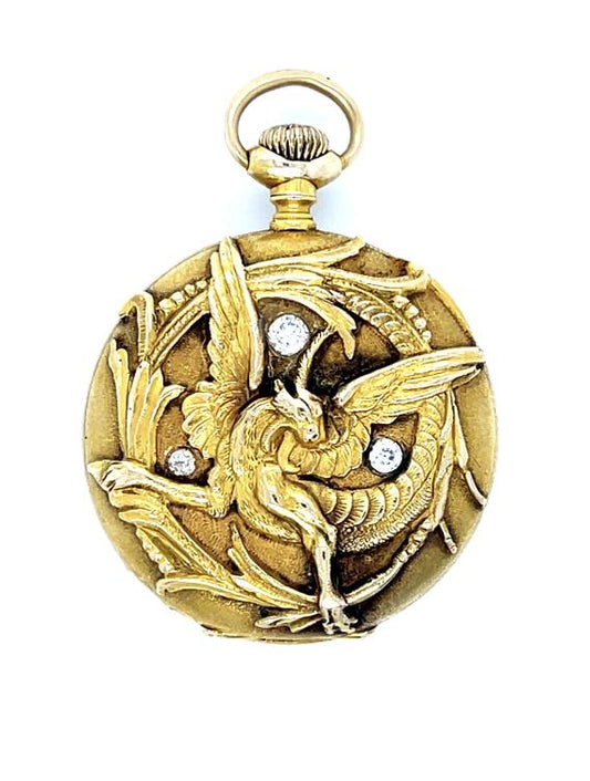 Original 14KY .30ct Dia Art Nouveau Pendant/Pocket Watch (Circa 1890s)
