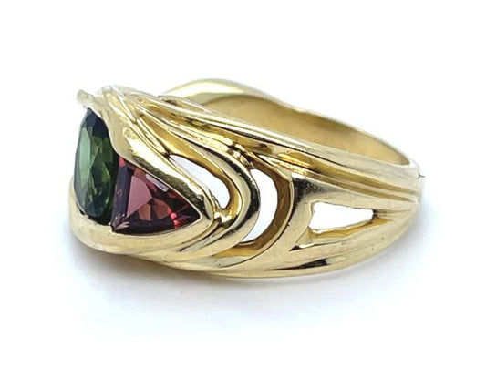 2ct Tourmaline 1.5ct Garnet 18KY Ring