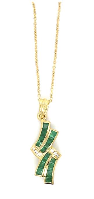 1.25ct Emerald .06ct Dia 18KY Pendant