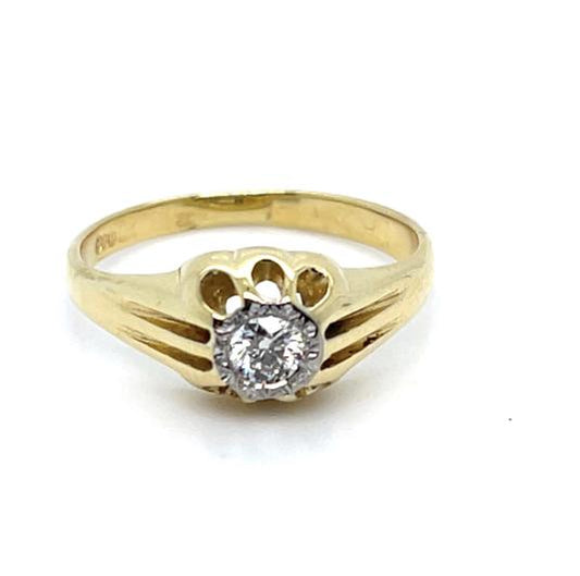 Art Deco 18KY .15ct Diamond Ring