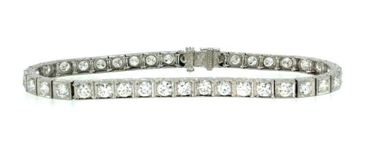 Art Deco PT 5.20ct Diamond Tennis Bracelet (Antique 1920s) 5.20ct Euro Dia