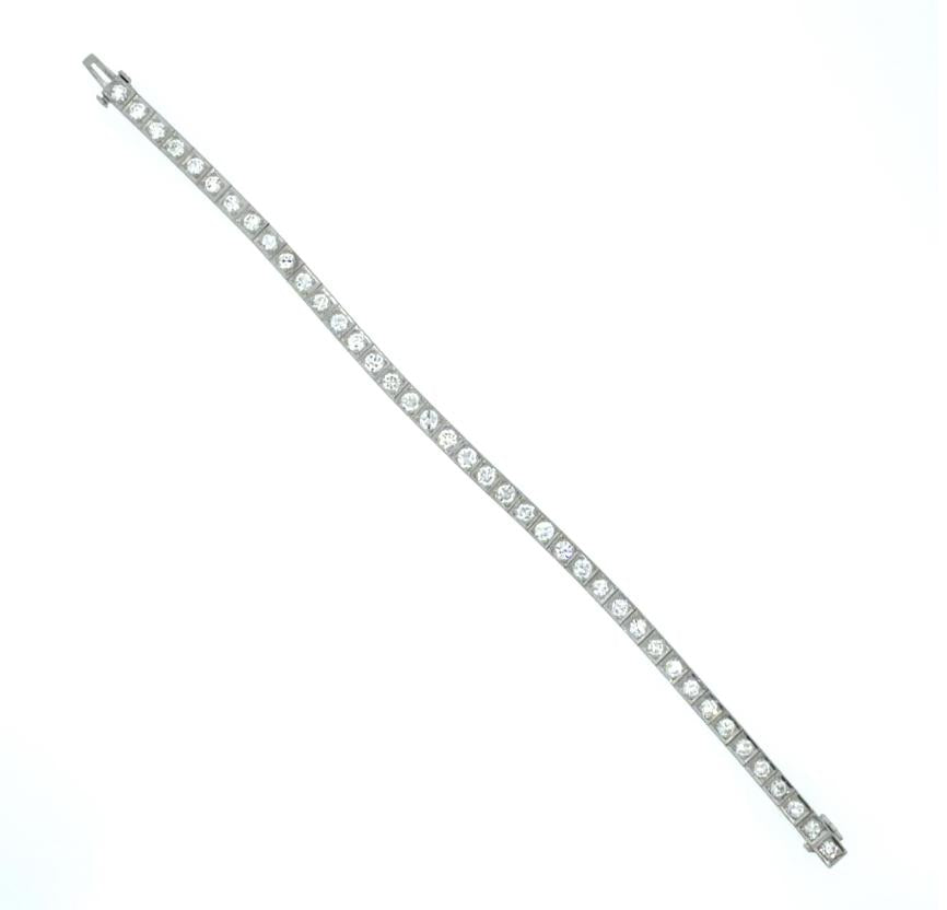 Art Deco PT 5.20ct Diamond Tennis Bracelet (Antique 1920s) 5.20ct Euro Dia