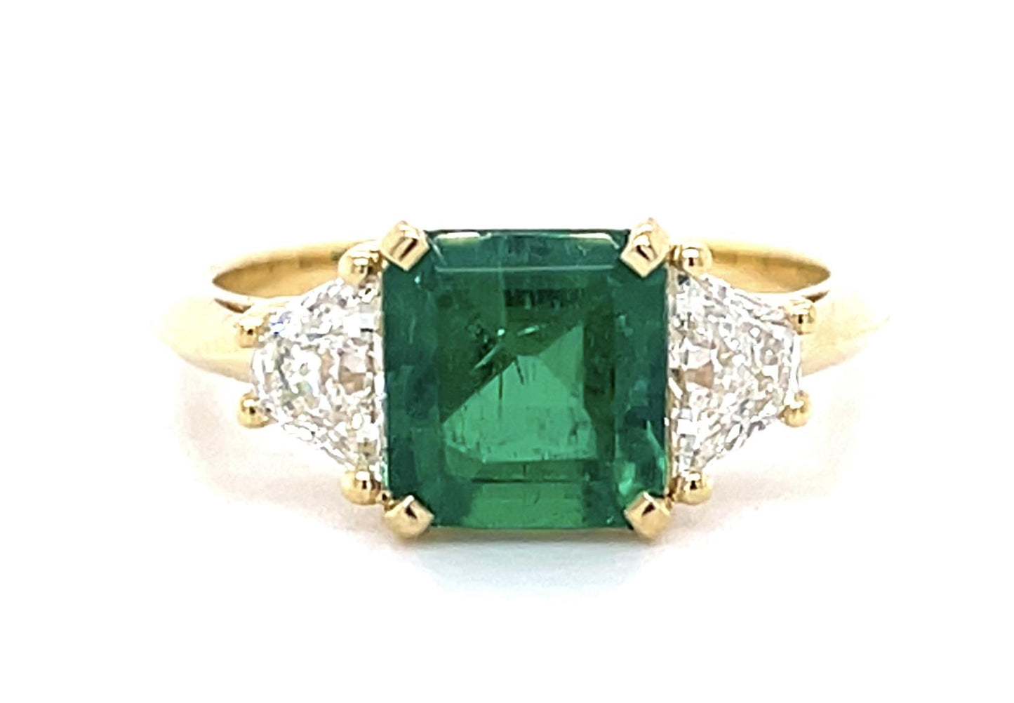 1.73ct GIA Colombian Emerald .74ct Diamond 18KY Ring