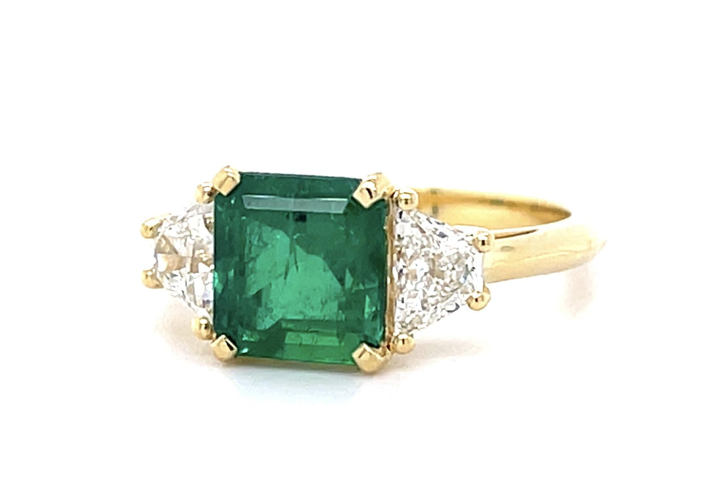 1.73ct GIA Colombian Emerald .74ct Diamond 18KY Ring
