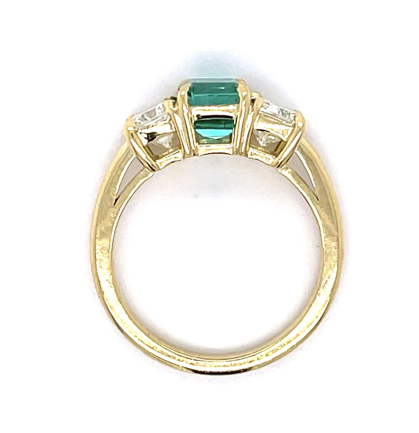1.35ct F1 GIA Colombian Emerald 1.49ct Diamond 18KY