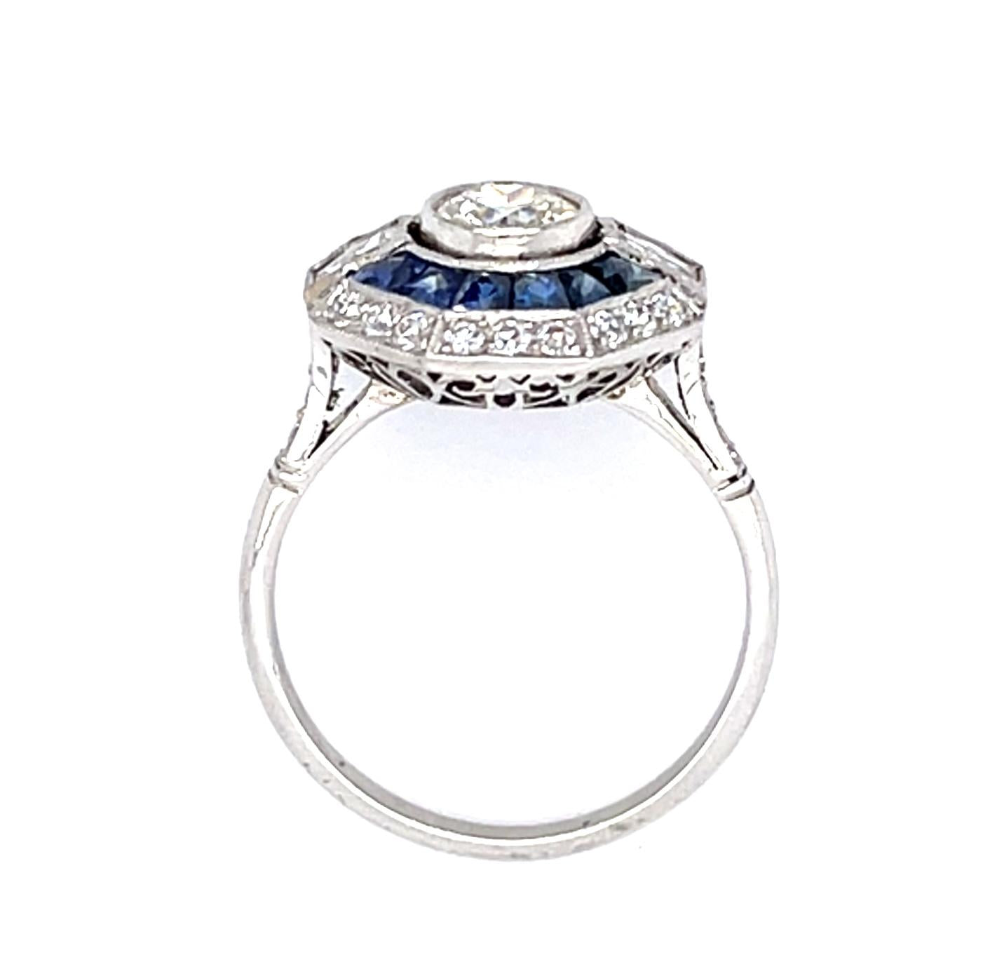 .60ct H VS1 Old European Diamond (No Cert) 1ct Sap PT Handmade Ring .60ct SD