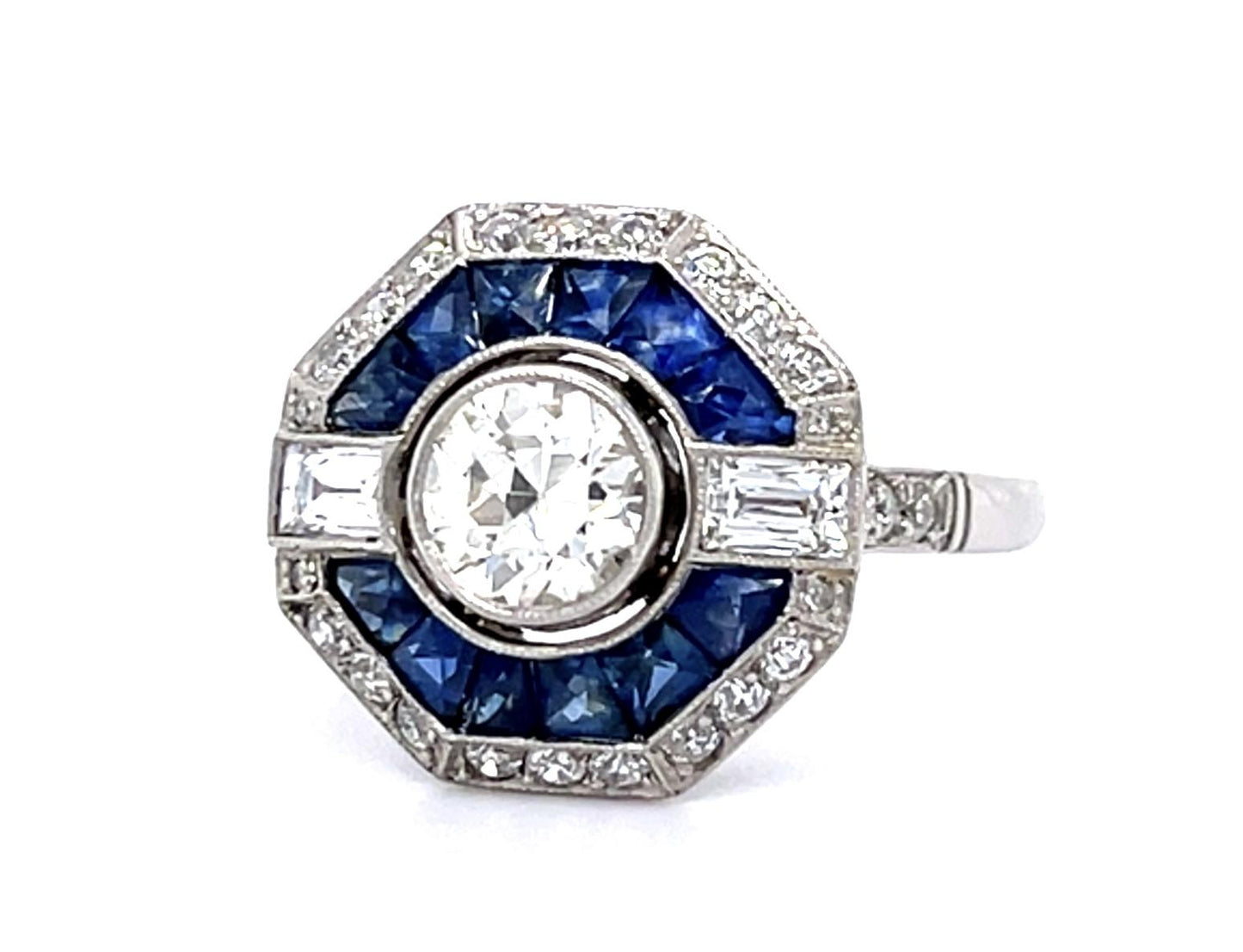 .60ct H VS1 Old European Diamond (No Cert) 1ct Sap PT Handmade Ring .60ct SD